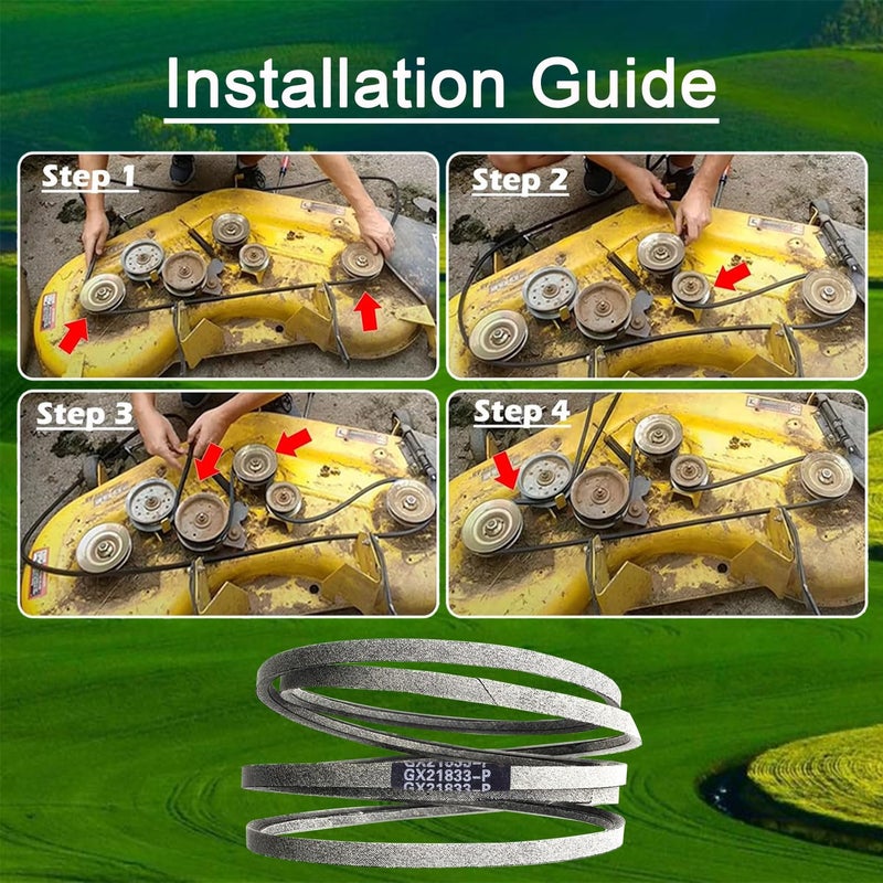IKSI GX21833 GX20571 Lawn Mower Deck Belt 141 1/8" x 1/2" Replacement 48" for John Deere GX21833 GX20571 Fits D140 D150 D160 L120 L130 L145 L155 LA130 LA140 LA165 X140 X165 - Image 2